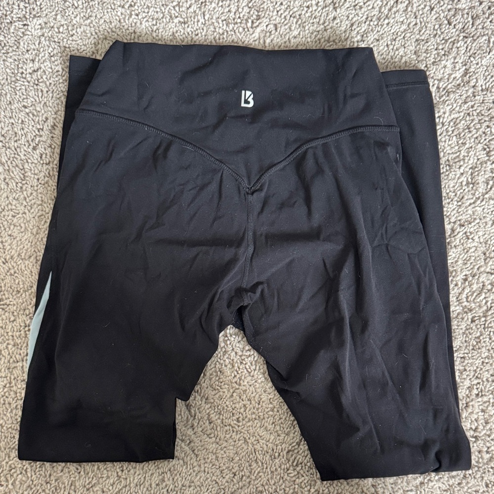 BuffBunny Black Leggings with blue stripe